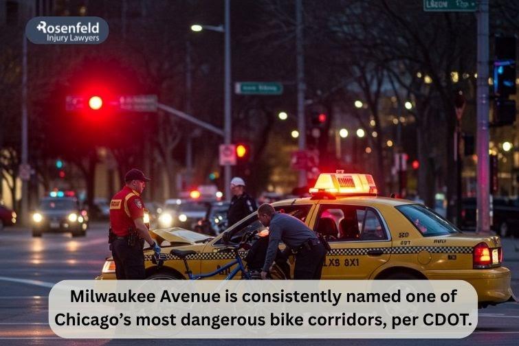 Milwaukee Avenue in Chicago, site of frequent bicycle accidents
after this section