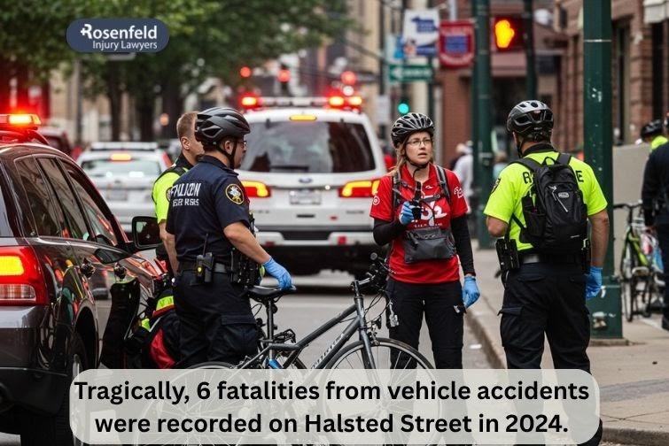 Halsted Street in Chicago, site of frequent bicycle accidents