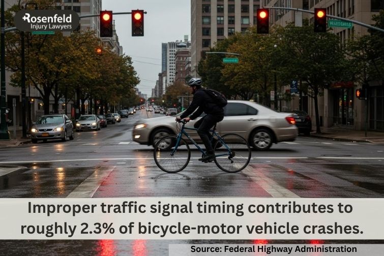 bicyclist crashes and head injuries linked to traffic light design in residential areas