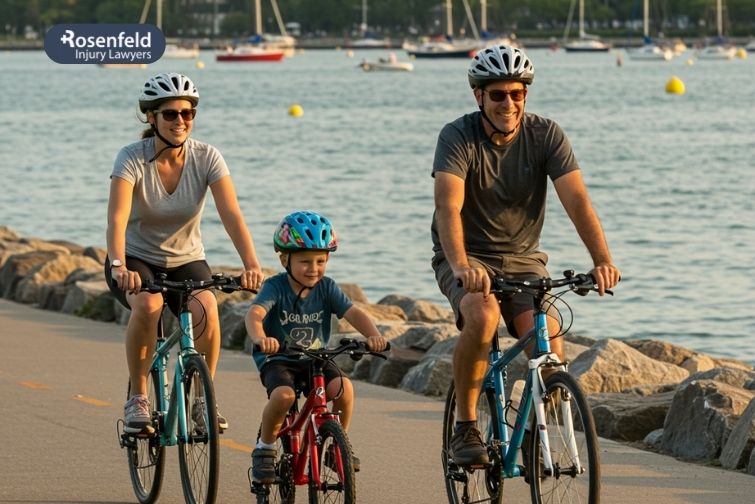 Chicago bicycle lawyer explaining helmet use in preventing cycling injuries and reducing head injuries
