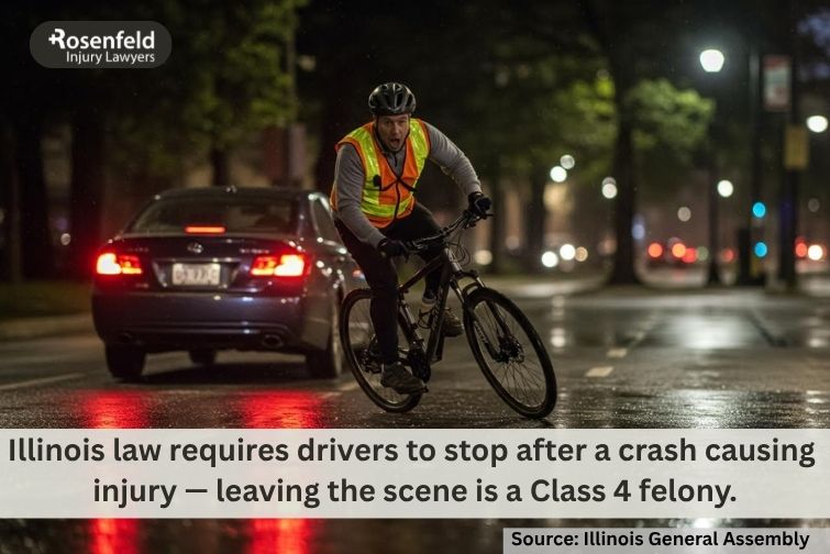 A cyclist receiving legal guidance after a hit-and-run accident in Chicago.
