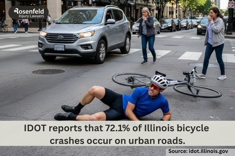 Illinois locations with the most spinal cord injuries, broken bones, and property damage during cycling