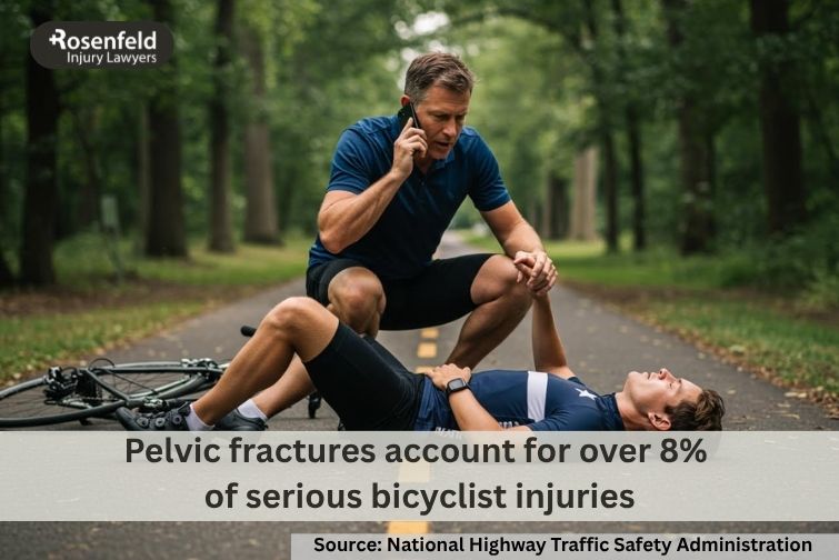 Pelvic fractures caused by a severe bicycle accident.