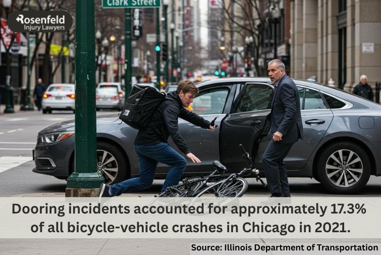 A lawyer reviewing a bike lane accident case involving a vehicle door opening suddenly.
