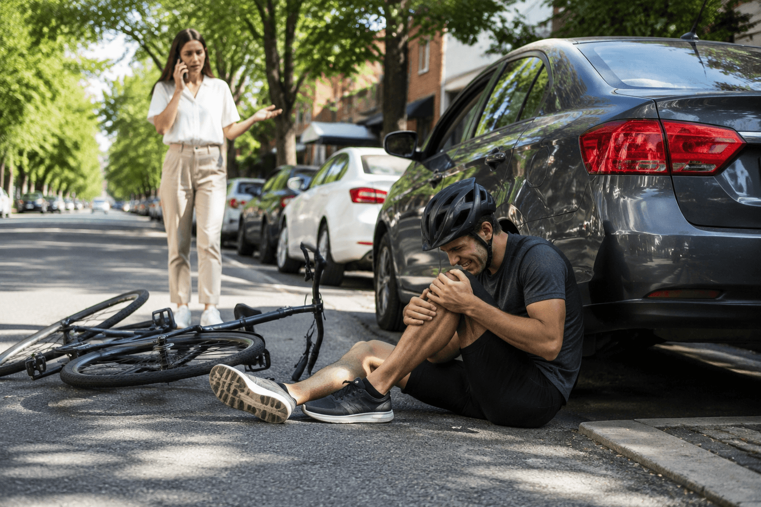 bicycle accident with parked car